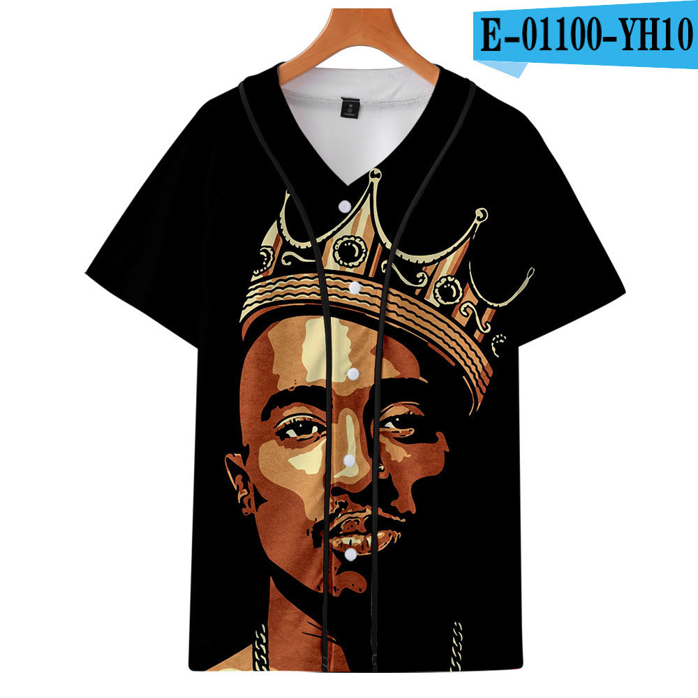 Uniforme de baseball fin imprimé en 3D couleur de Tupac Shakur