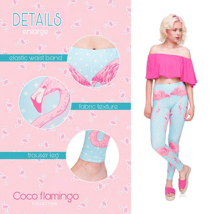 Flamingo blue European and American printed pants