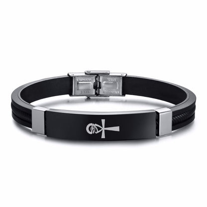 Stainless steel curved brand bracelet