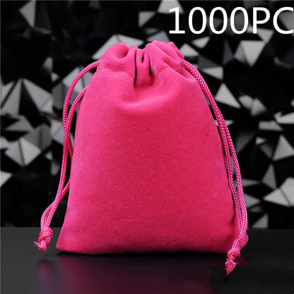 Pochette à Bijoux en Flanelle Unie avec Cordon de Serrage