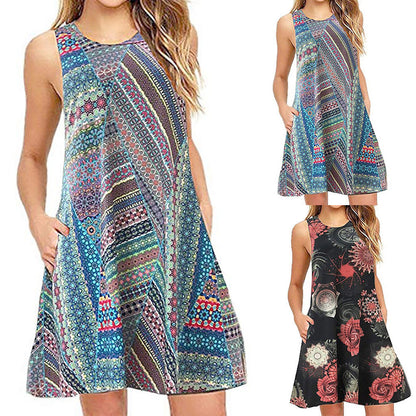 Sleeveless Relaxed Casual Back Zipper T-shirt Dress