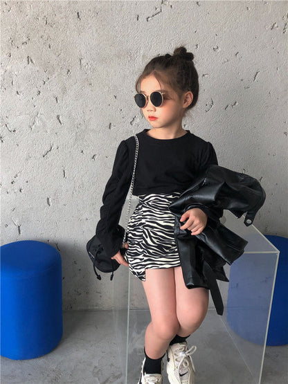 Vestido Infantil Estilo Extranjero Bolso Moda Cebra Niña Bebé Falda
