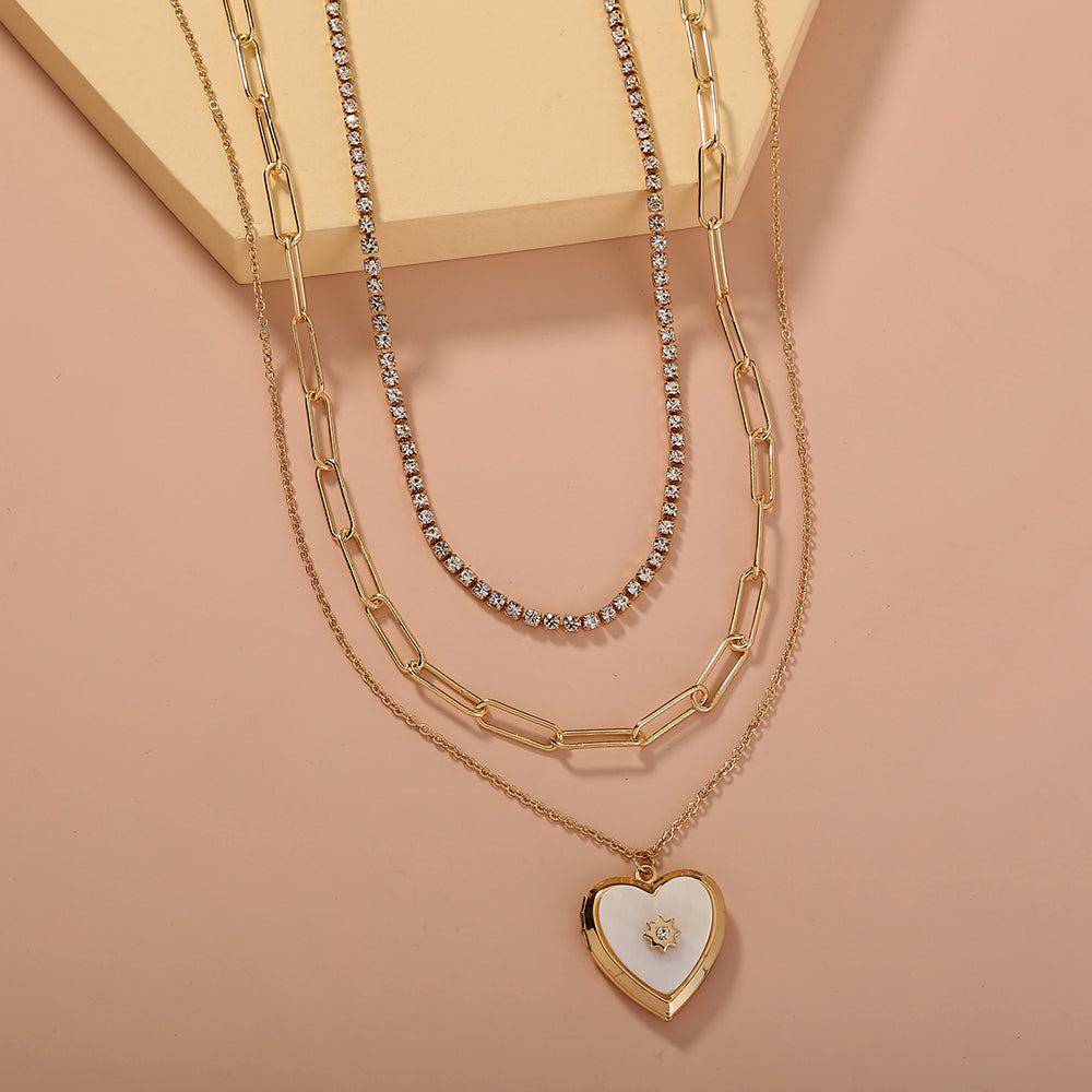 Collar de varias capas apilable con candado dorado, de moda transfronteriza europea y americana, con etiqueta de letras y personalidad, gargantilla para mujer