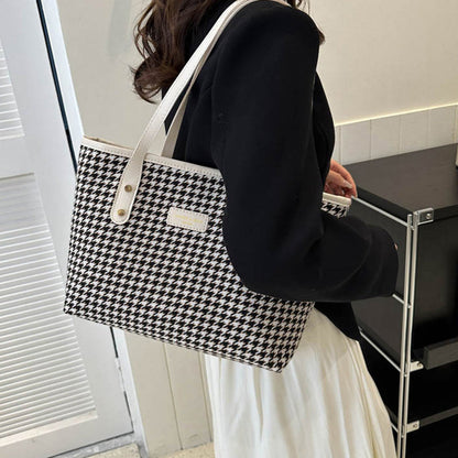 Bolso de Hombro de Pata de Gallo Moda Invierno Bolsos de Desplazamiento Bolsos Grandes de Mujer Bolsos de Compras Informales