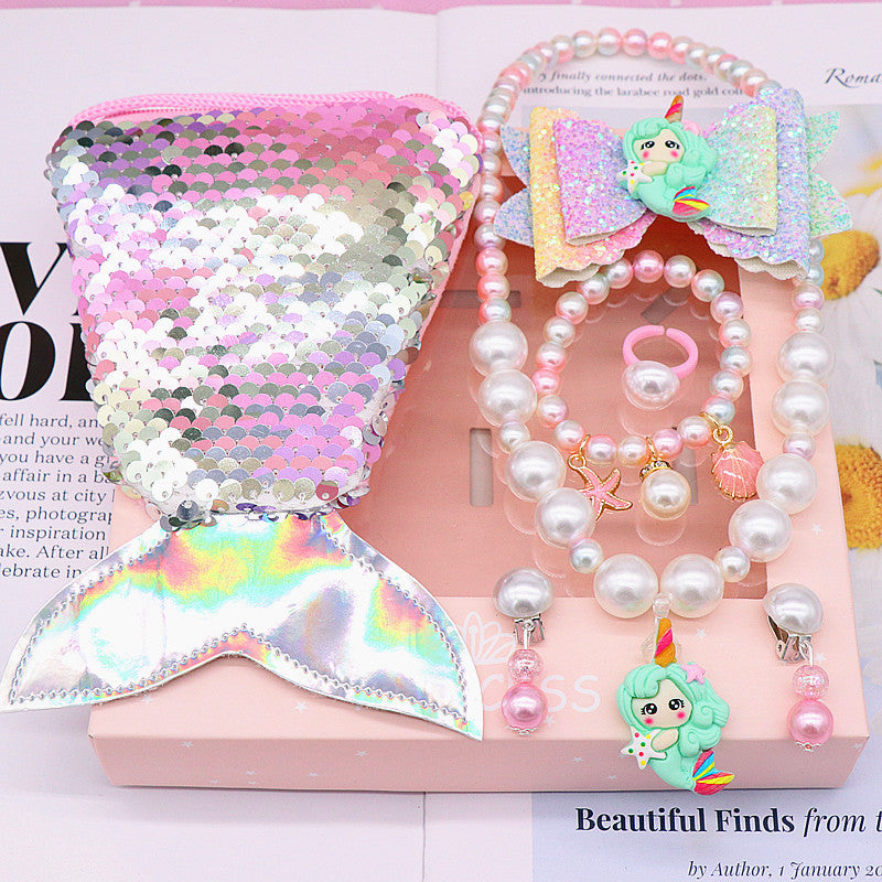 Ensemble de bijoux collier et bracelet queue de sirène pour enfants