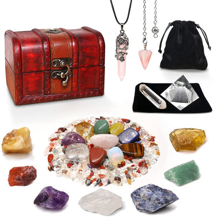 23 Piece Natural Crystal Stone Set Gift Box