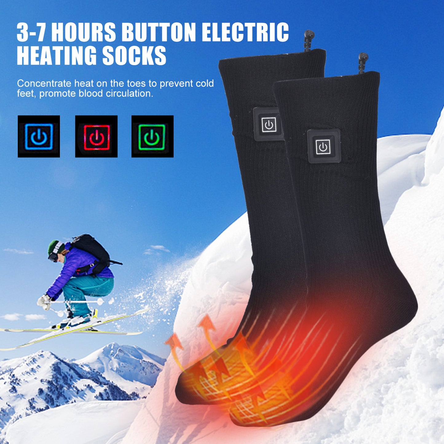 Electric Heating Thermostat Socks – USB Rechargeable Warm Foot Warmer Socks for Winter