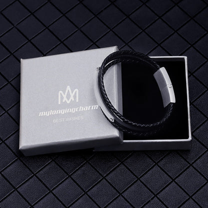 Men's leather braided bracelet