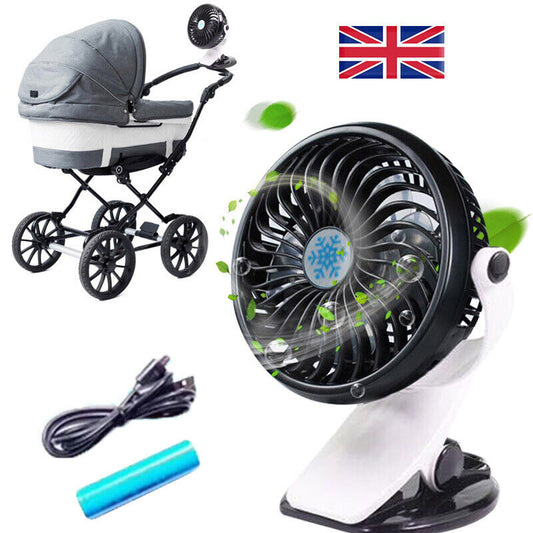 Ventilador oscilante con clip USB para batería, escritorio, cochecito de bebé, ventiladores portátiles de refrigeración de aire