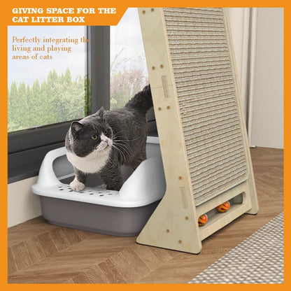 Luxury Wall-Leaning Cat Climbing Tower — Modern Cat Climber with Scratching Mat & Perch