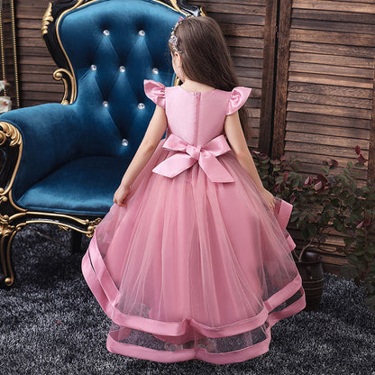 Robe de princesse pour fille, courte devant et longue derrière, costume de petite hôtesse pour fille fleur.