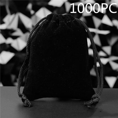 Pochette à Bijoux en Flanelle Unie avec Cordon de Serrage