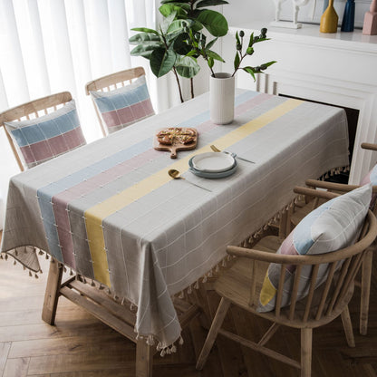 Imitation Cotton And Linen Tassel Anti Scalding Table Cloth