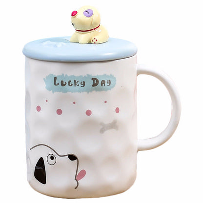 Three-dimensional relief puppy doll creative cup