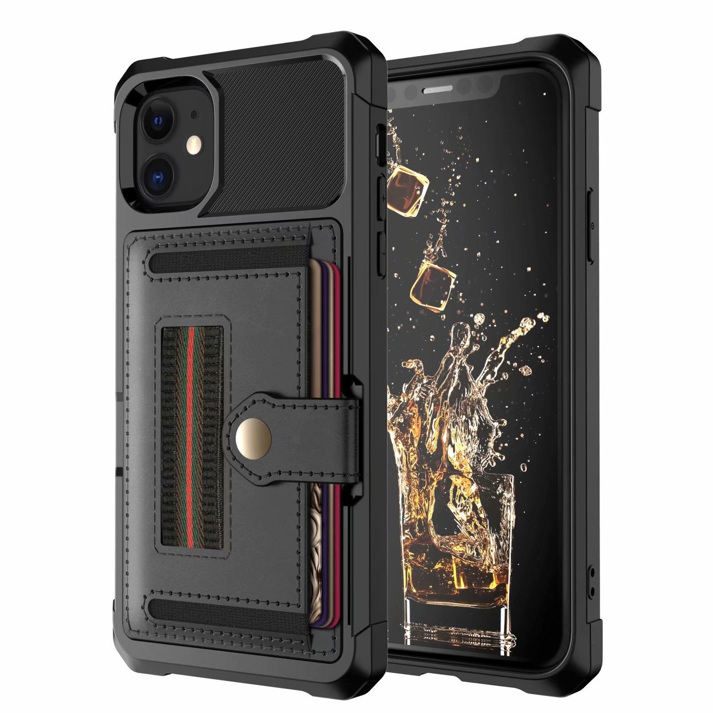 Slim TPU Card Slot iPhone Case – Solid Color Back Cover | iPhone 6–12 Series