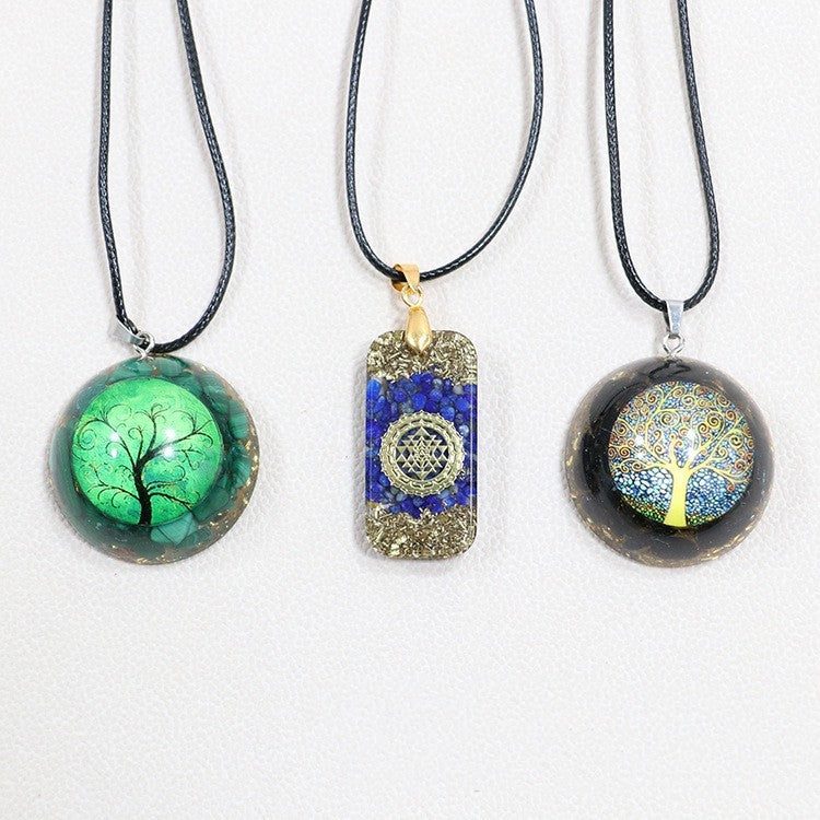 Pendentif personnalisé en gravier de cristal naturel pour hommes et femmes