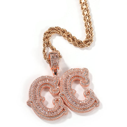 Collier Alphabet Hip Hop Entièrement Sertie de Diamants avec Lettres Pointues Rock Candy