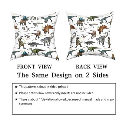 Wild Dinosaur Pillow Cover - Animal Dinosaur Pillowcase Tyrannosaurus Rex Brachiosaurus Dinosaur Pillowcase Square 18x18 Suitable For Boys' Room Home Decoration