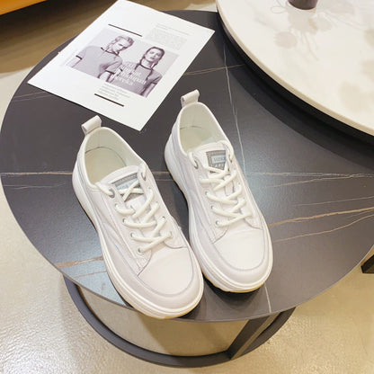 Cowhide Sponge Cake Platform Shoes