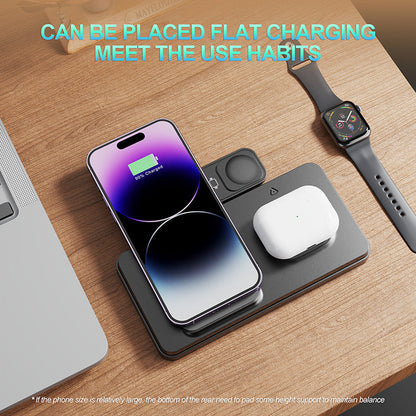 Chargeur sans fil multifonctionnel trois-en-un avec support pliant