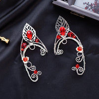 Pendientes de Elfo con Clip de Oreja de Elfo Rojo Nuevo Temperamento Personalizado