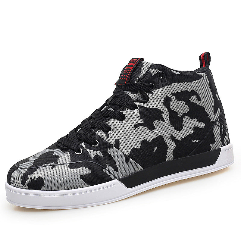 Zapatillas altas de camuflaje de lona para hombre, estilo coreano, a la moda, talla grande