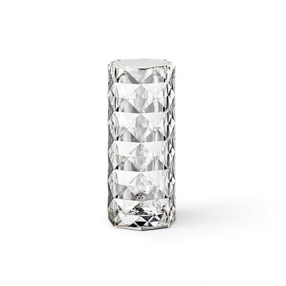 Lampe en cristal nordique USB Lampe de table Chambre tactile variateur Lampe d'ambiance diamant Lampe de projecteur rose Décoration