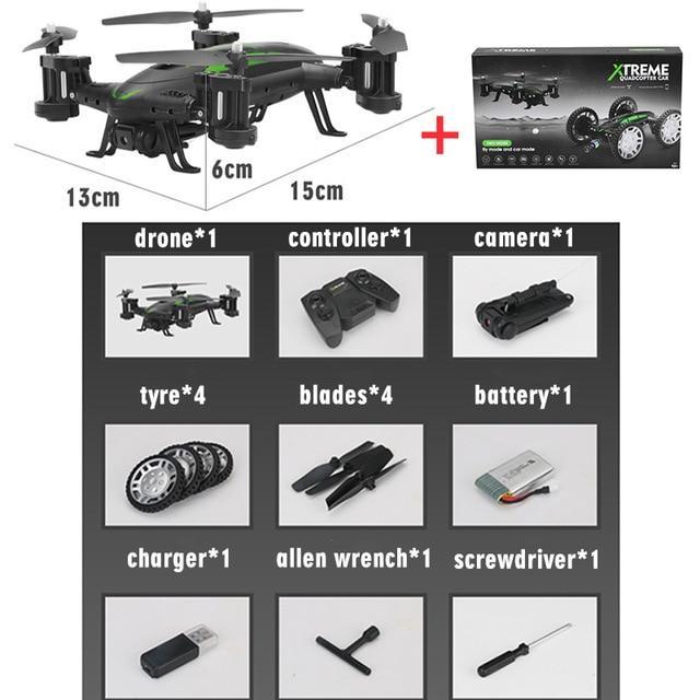 OTRC FY602 Coche-dron RC de aire y tierra 2 en 1, coche volador, dron cuadricóptero RC 2.4G de 6 ejes y 4 canales con cámara HD, 4WD de alta velocidad