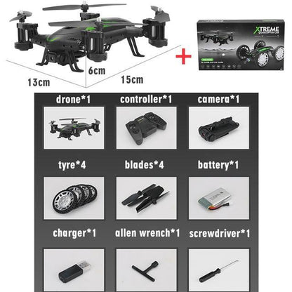 OTRC FY602 Coche-dron RC de aire y tierra 2 en 1, coche volador, dron cuadricóptero RC 2.4G de 6 ejes y 4 canales con cámara HD, 4WD de alta velocidad