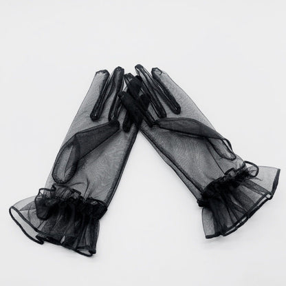 Bridal Wedding Dress Evening Gown Gloves Ruffle