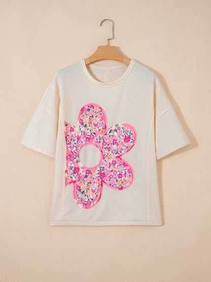 Floral Half Sleeve Oversized Top