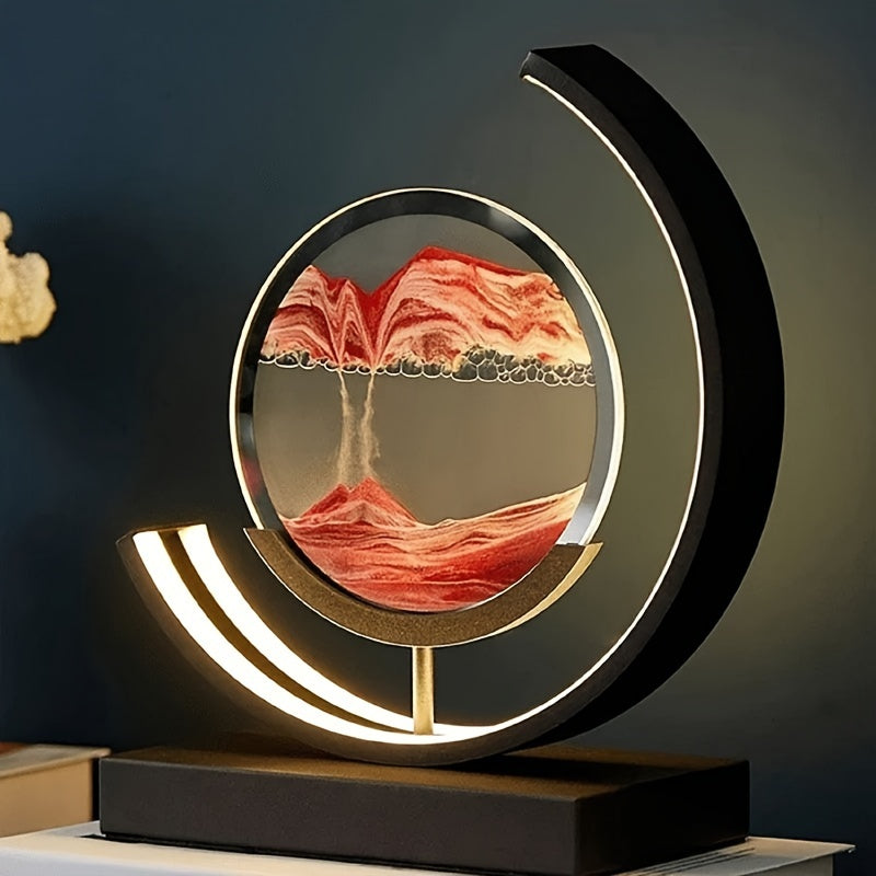 Sandscape Hourglass Table Lamp – Moving Sand Art LED Gift Light for Decor