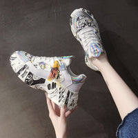 Creative fonts on White Causal tennis shoes for Women