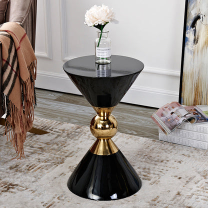 Table d'appoint style luxe léger, postmoderne, mini-table d'angle de canapé amovible, noire et blanche de style américain, en acier inoxydable de style néo-chinois.