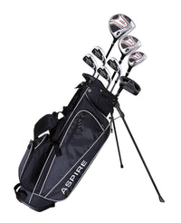 Juego completo de golf Aspire XD1 para adolescentes – Driver, madera de fairway, híbrido, hierros, putter y bolsa con soporte | Edades 13-16