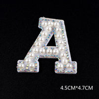 Pearl Rhinestone Cloth Sticker-Letter A-White-2 Pack