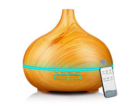 Wood Grain Aromatherapy Humidifier – 550ml Remote Control LED Diffuser