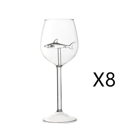 Verres à vin rouge avec requin à l'intérieur Verres à pied en verre transparent sans plomb pour la maison, le bar, les fêtes HFing