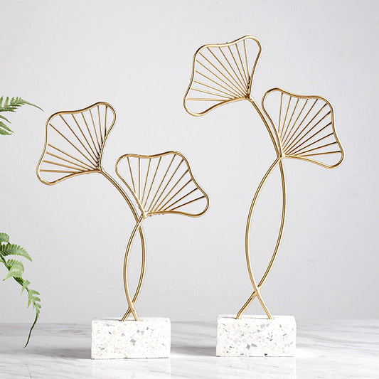 Decoración de mesa estilo hoja de terrazo de hierro