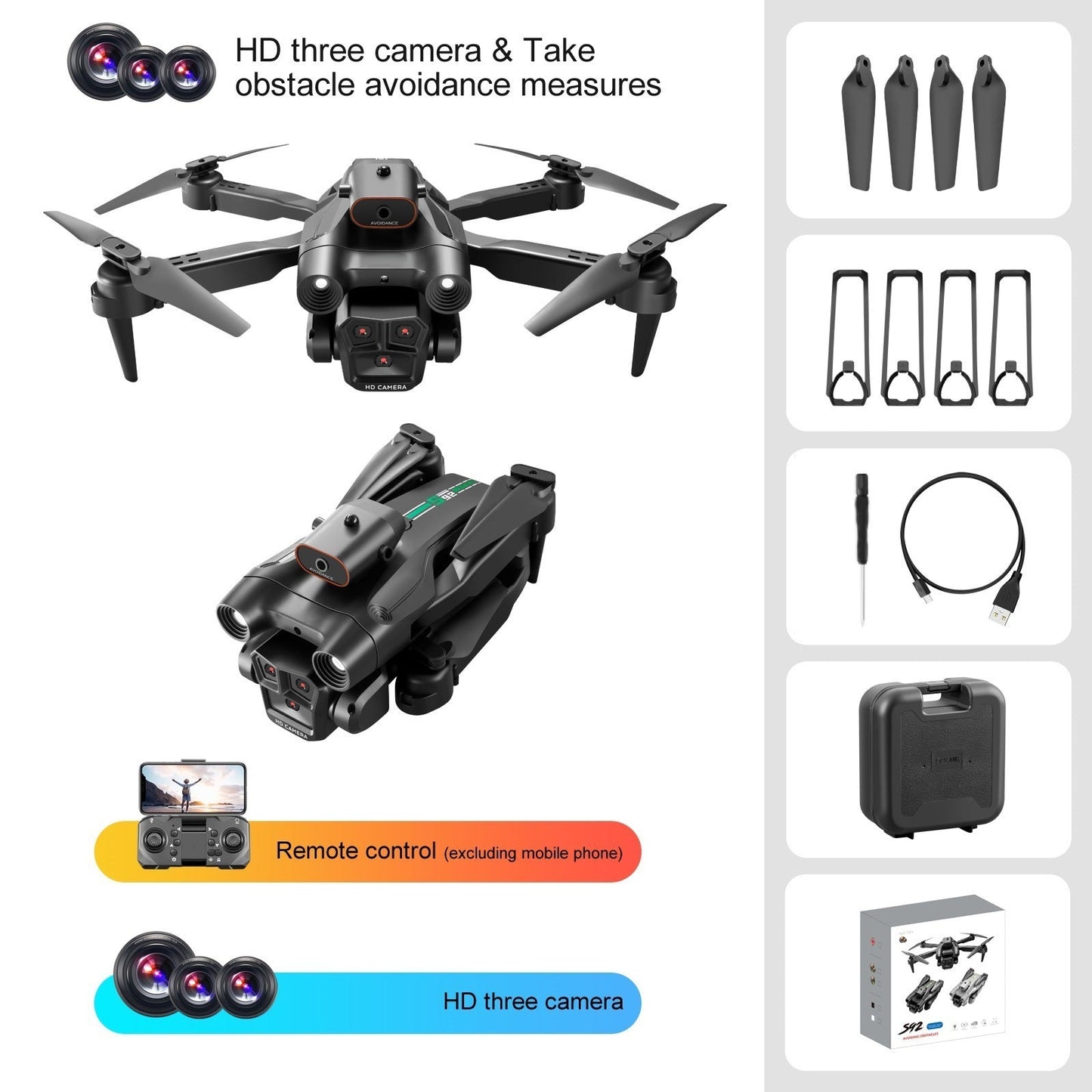 S92 Triple Camera Optical Flow Quadcopter