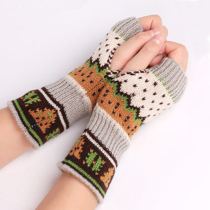 Mitaines en tricot de laine épaisse motif sapin de Noël