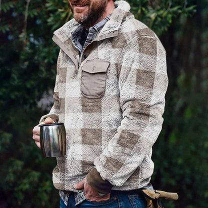 Vêtements à carreaux double face en fourrure pour vêtements pull transfrontalier mode décontractée en peluche