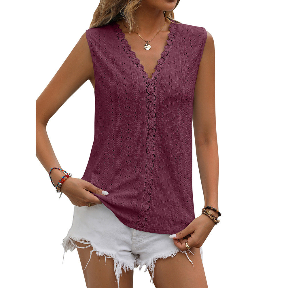 Women's Lace V-Neck Hollow Vest