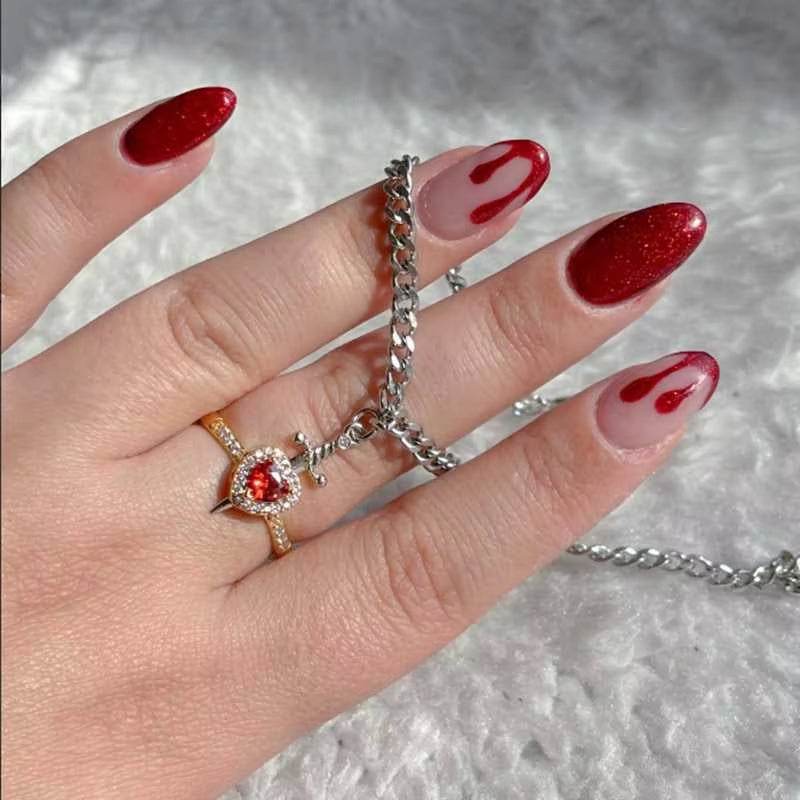 Heart Ring and Sword Necklace Set – Stainless Steel Couple Jewelry Gift
