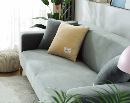 Winter Thick Plush Chaise Stretch Sofa Cover