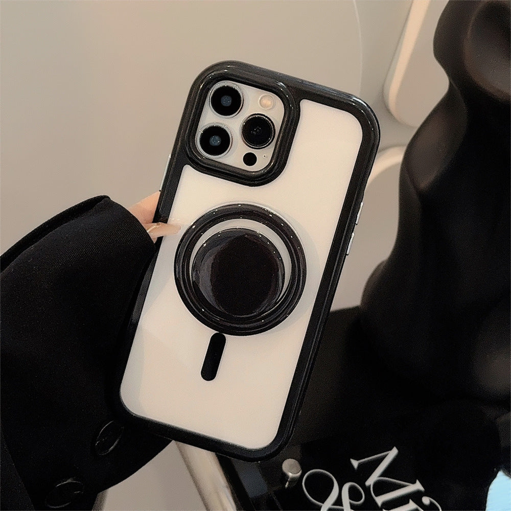 Magnetic Bracket iPhone Case – Solid Color Acrylic with MagSafe-Style Stand | iPhone 11–16