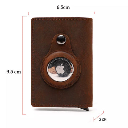 Portefeuilles en cuir véritable pour étui Apple Airtag, porte-cartes multiples pour hommes, porte-cartes de crédit, portefeuilles vintage avec pinces à billets