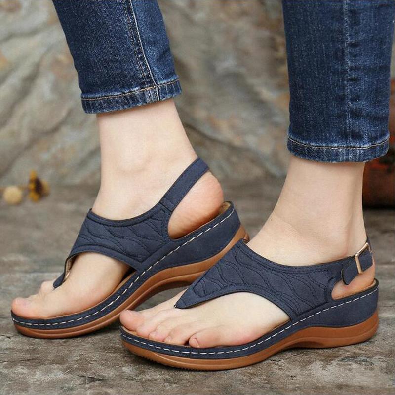 Chaussures d'été Sandales romaines rétro à clip pour femmes avec boucle à la cheville