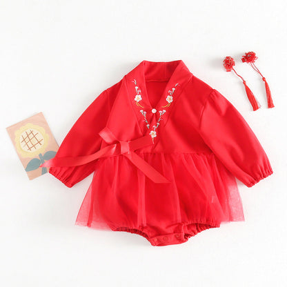 Vêtements Hanfu de style chinois, ensemble pleine lune, vêtements de princesse pour photo d'un an