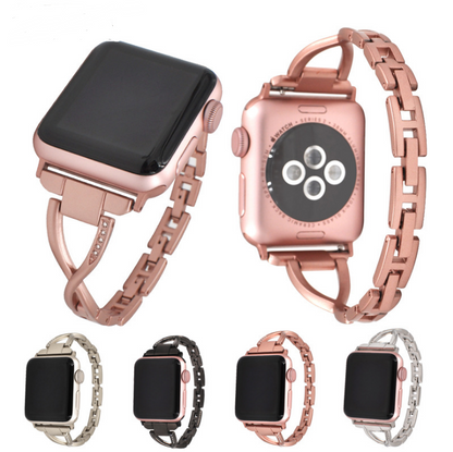 X-Shape Stainless Steel Apple Watch Band – Luxury Metal Strap for All Series